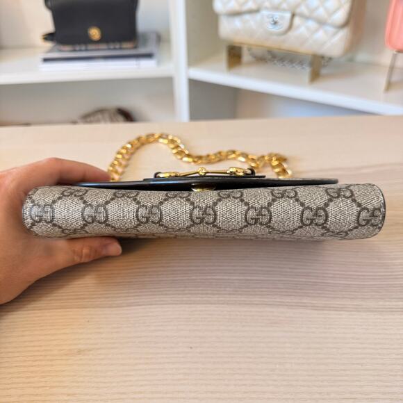 Gucci GG Supreme Monogram Azalea Calfskin Web Mini Horsebit 1955 Chain - Picture 6 of 13